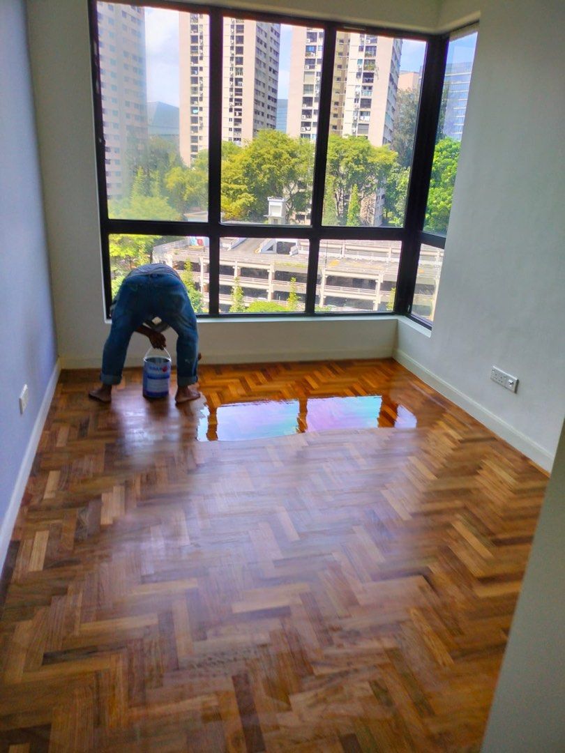 Parquet Floor Polishing, Staining and Varnishing Installation and Repair Service Singapore
